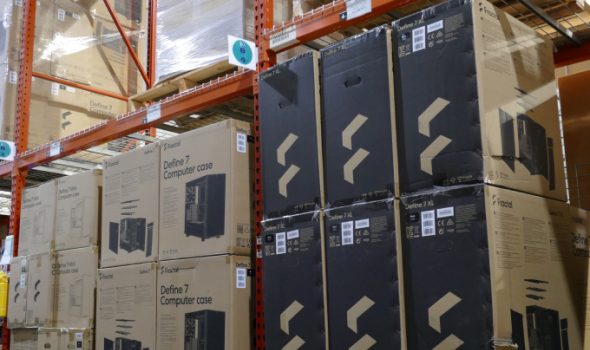 Fractal Design Chassis Boxes on Storage Racks